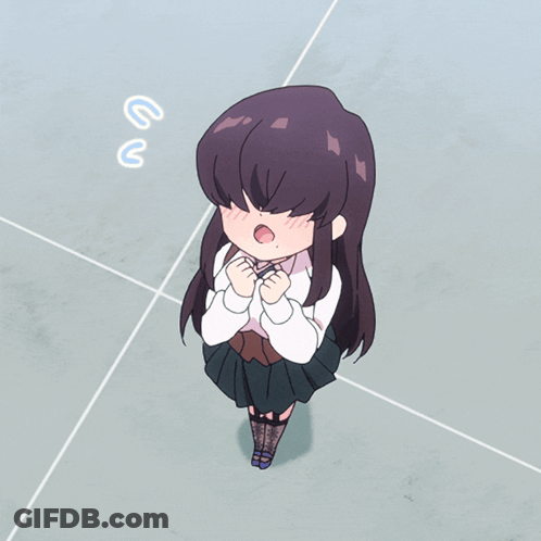 Girl With Purple Hair Standing With Letters U And C GIF
