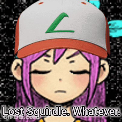 Girl With Purple Hair Wearing Lost Squirtle Hat GIF