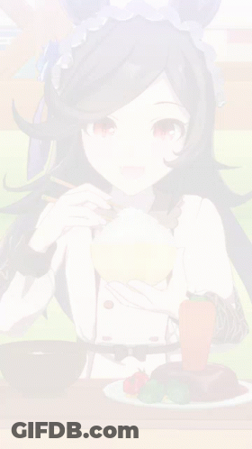 Girl With Purple Headband Eating Rice With Chopsticks GIF