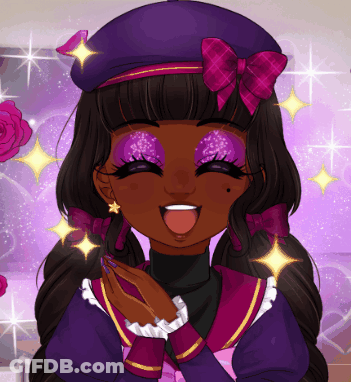 Girl With Purple Makeup And Purple Hat GIF