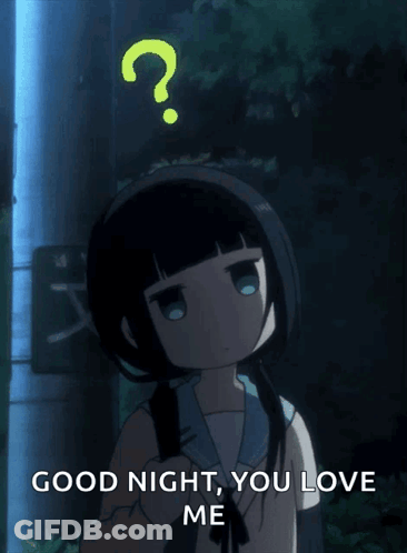 Girl With Question Mark Saying Good Night You Love Me GIF