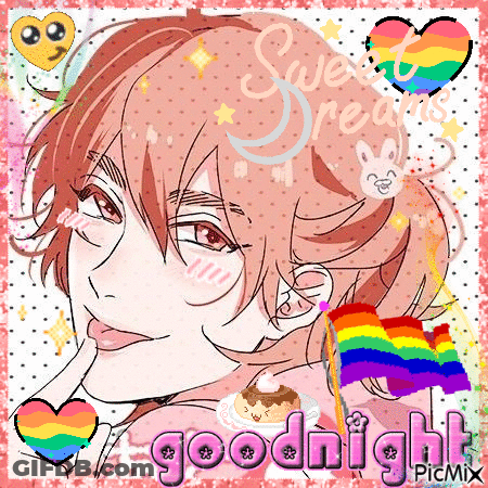 Girl With Rainbow Flag Saying Goodnight GIF