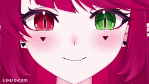 Girl With Red And Green Eyes GIF