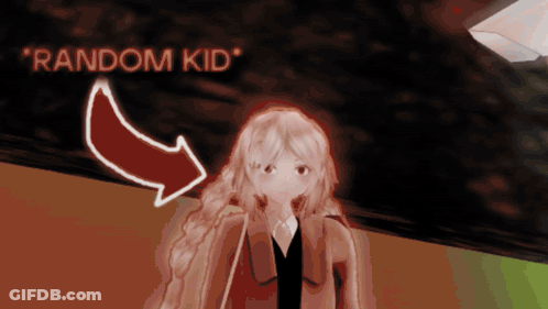 Girl With Red Arrow Pointing To Random Kid GIF