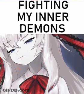 Girl With Red Bow Saying Fighting My Inner Demons GIF