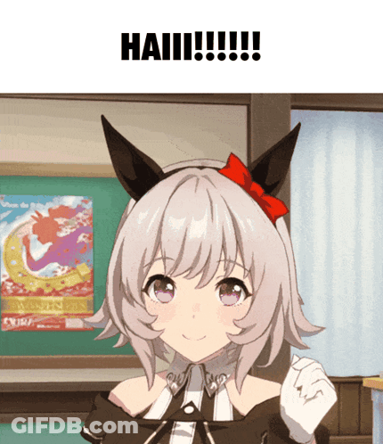 Girl With Red Bow Says Haii GIF