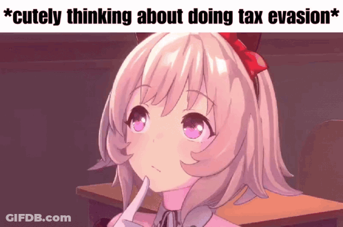 Girl With Red Bow Thinking About Tax Evasion GIF