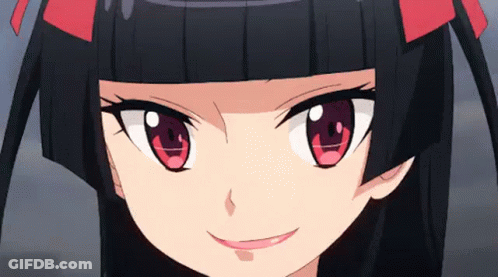 Girl With Red Eyes And Black Hair GIF