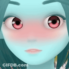 Girl With Red Eyes And Pink Cheek GIF