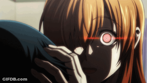 Girl With Red Eyes Covering Face GIF