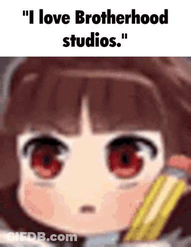 Girl With Red Eyes Holding Pencil GIF