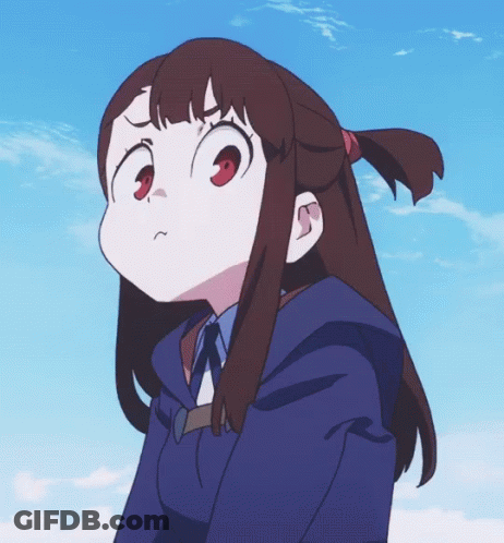 Girl With Red Eyes In Blue Jacket And Tie GIF