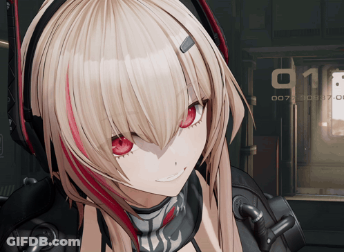 Girl With Red Eyes In Front Of 911 Sign GIF