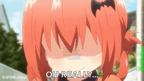 Girl With Red Hair And Bat Making Funny Face Saying Oh Really GIF