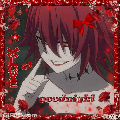 Girl With Red Hair And Goodnight On Bottom GIF