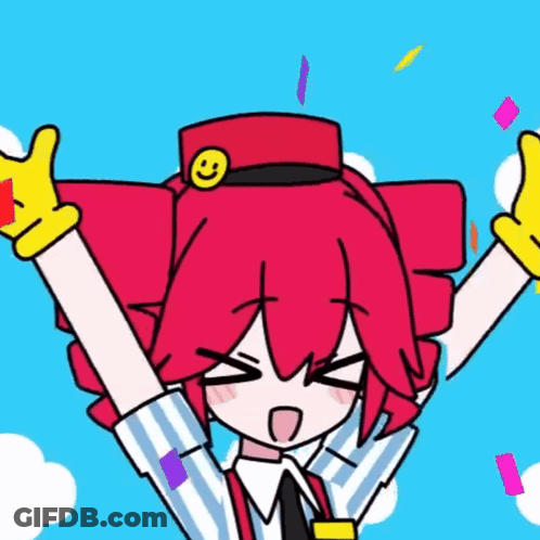 Girl With Red Hair And Smiley Face Hat GIF