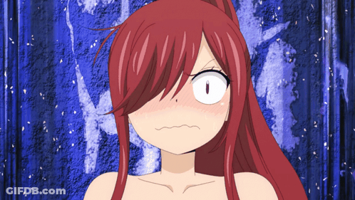 Girl With Red Hair And White Eyes Making A Face GIF