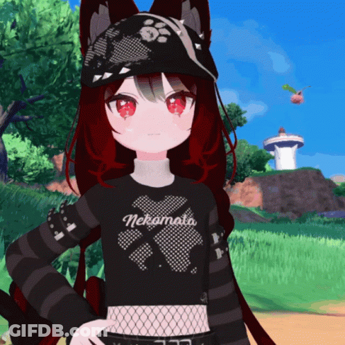 Girl With Red Hair In Nekomata Shirt GIF
