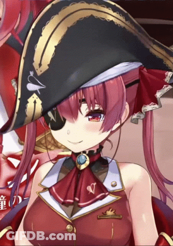 Girl With Red Hair In Pirate Hat And Eyepatch GIF