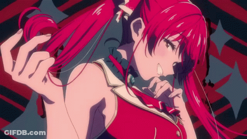 Girl With Red Hair In Red Shirt And Tie GIF