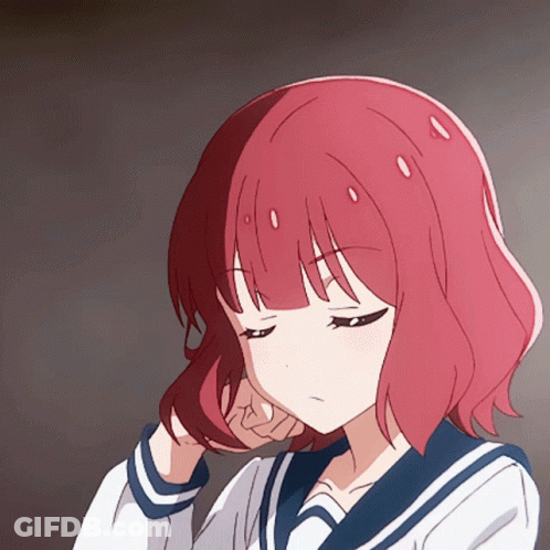 Girl With Red Hair In White And Blue Uniform GIF