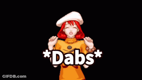 Girl With Red Hair In Yellow Sweater And White Hat Dabs GIF