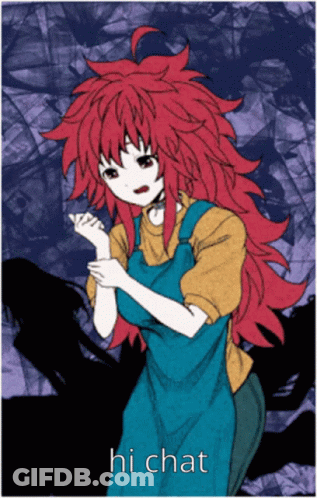 Girl With Red Hair Saying Hi Chat GIF