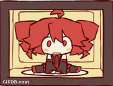Girl With Red Hair Sitting On Plate GIF