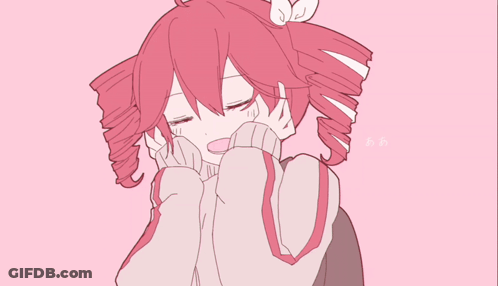 Girl With Red Hair Surrounded By Pink Grid GIF