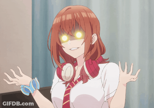 Girl With Red Hair Wearing Headphones And Red Tie GIF