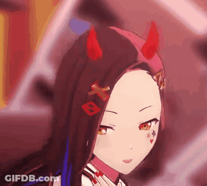 Girl With Red Horns Close Up GIF