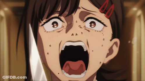 Girl With Red Ribbon Screaming GIF