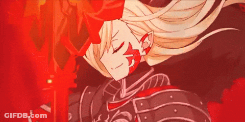 Girl With Red Star Face Holding Sword GIF