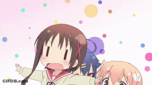 Girl With Red X On Hair Standing Next To Two Girls GIF