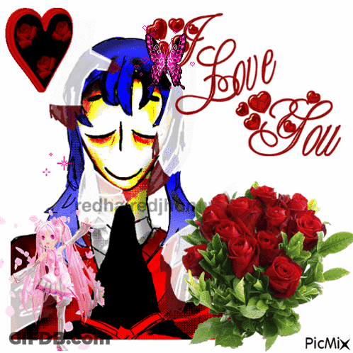 Girl With Roses Saying I Love You GIF