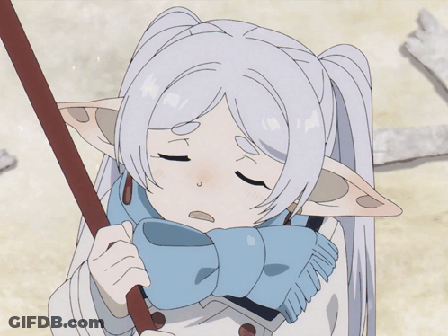 Girl With Scarf Holding Stick GIF
