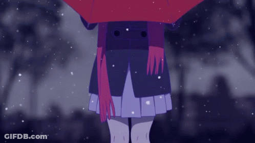 Girl With Scarf Holding Umbrella In Snow GIF