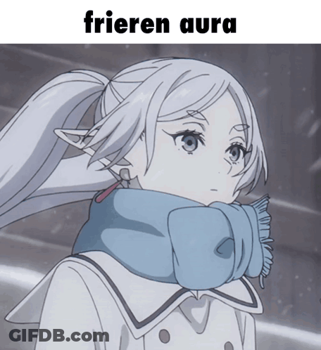Girl With Scarf Saying Frieren Aura GIF