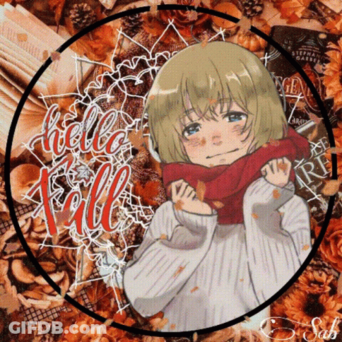 Girl With Scarf Saying Hello Fall GIF
