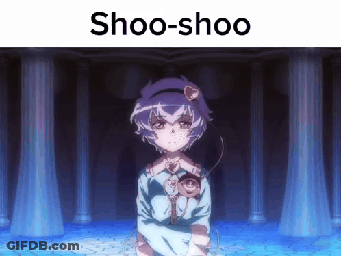 Girl With Shoo-Shoo Text GIF
