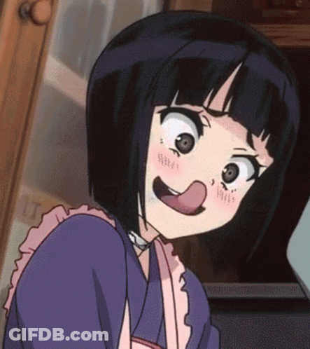 Girl With Short Black Hair Sticking Out Tongue GIF