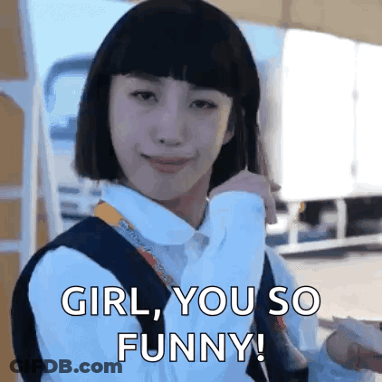 Girl With Short Hair And Backpack Saying Girl You So Funny GIF