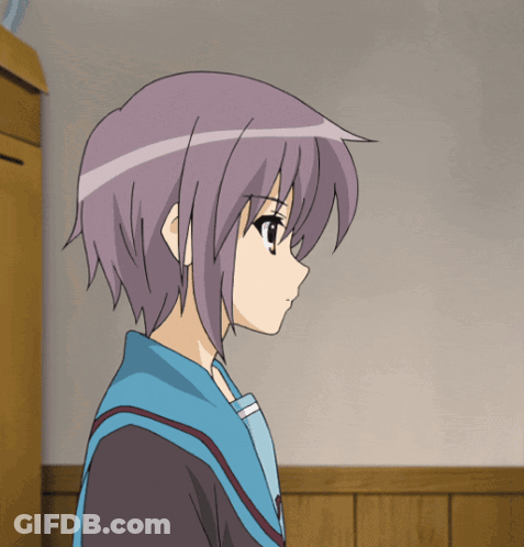 Girl With Short Purple Hair By Wooden Wall GIF
