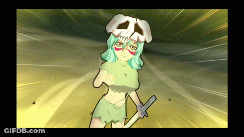 Girl With Skull Head Holding Sword GIF