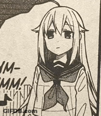 Girl With Speech Bubble Saying Im Mm GIF