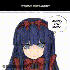 Girl With Speech Bubble Saying Nah I'd Win GIF