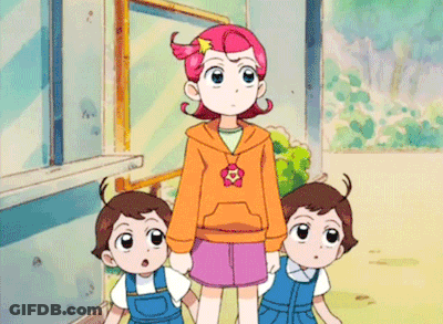 Girl With Star In Hair Next To Twin Boys GIF