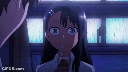 Girl With Straw Looking At Boy GIF