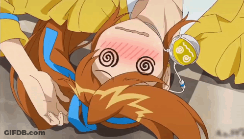 Girl With Swirl Eyes Lying On Floor GIF