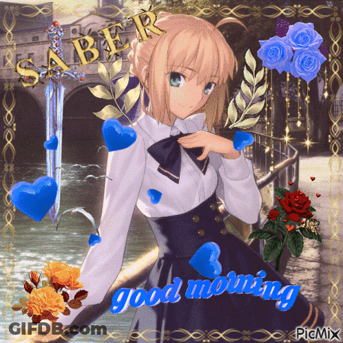 Girl With Sword Saber Good Morning GIF